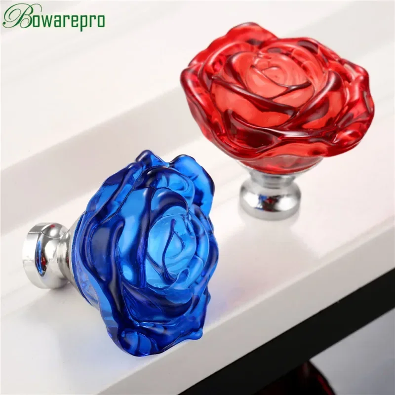 Furniture Hardware Handles - bowarepro 50MM Crystal Rose Glass Handle