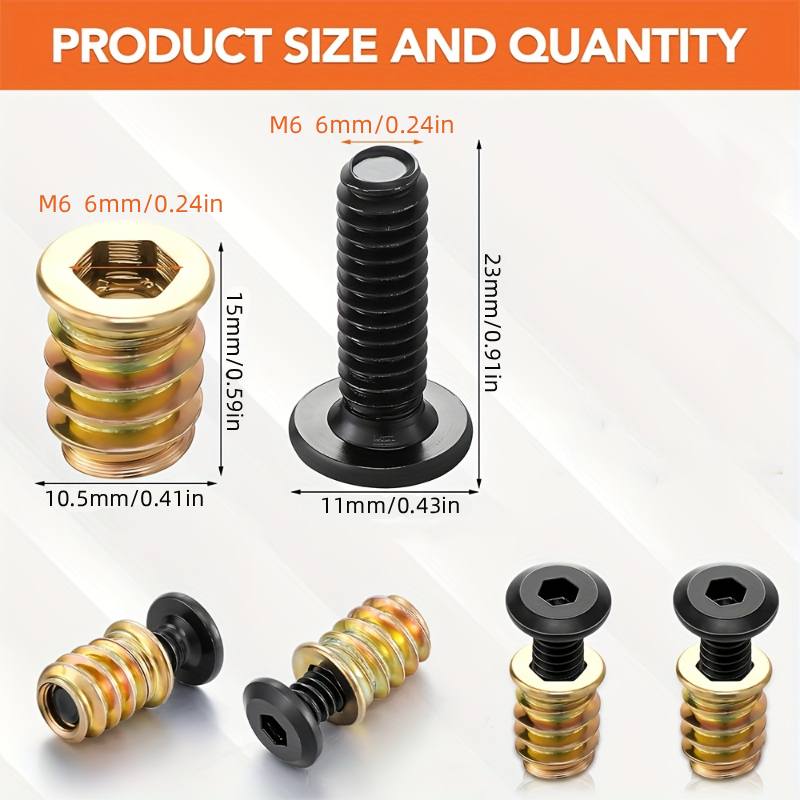 10PCS Threaded Inserts Nut Com - Furniture Hardware Nut recension och pris